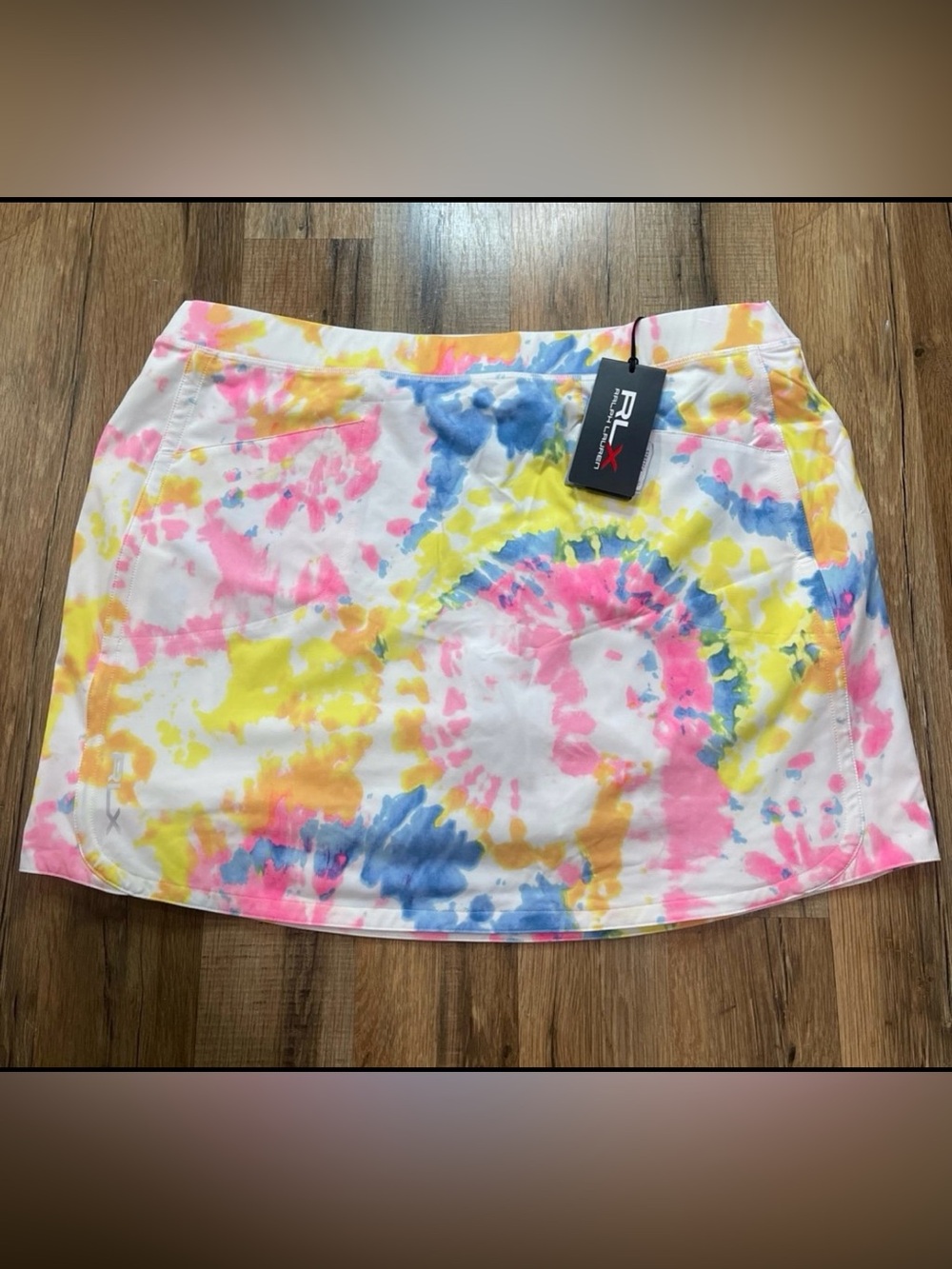 NWT RLX Ralph Lauren Polo Golf Women's L Multicolors Tie Dye Skort Skirt
